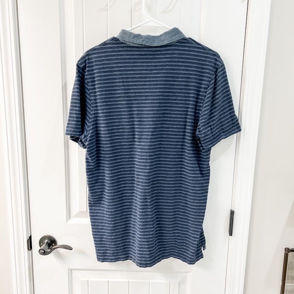 J. Crew Mercantile Navy Striped Outdoor Performance Polo Size Large - Picture 2 of 7